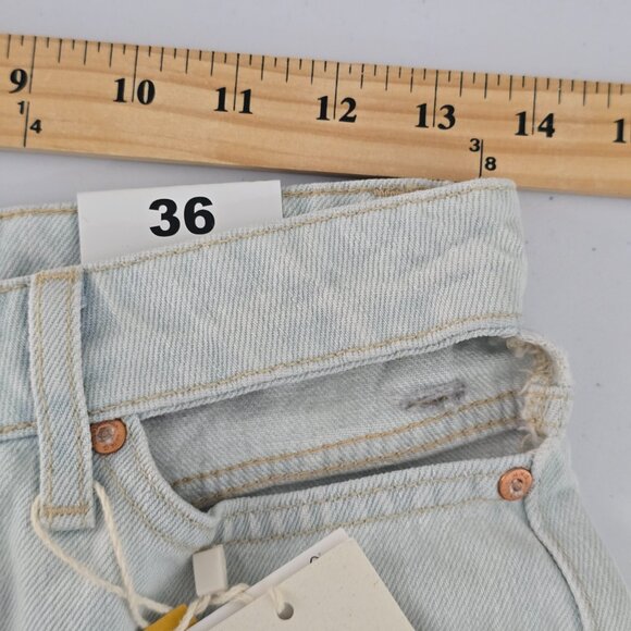 NWT Mango High Rise Wide Leg Jeans Size 4 Blue Cut Out Light Wash - Picture 7 of 9